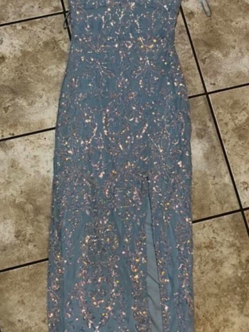 Blue Embellished Women's homecoming dress with Slit